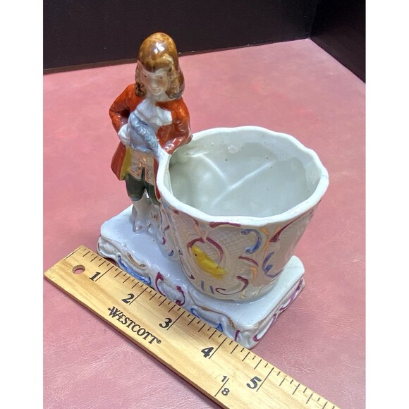 Gold Castle Ceramic Aristocrat Man Planter With Yellow Bird Japan Vintage - Picture 10 of 10
